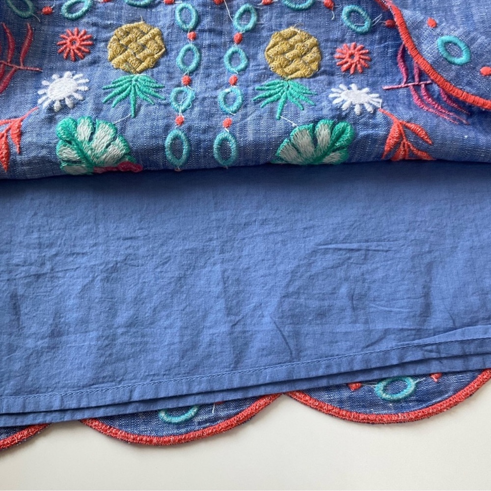 New Talbots Embroidered Linen Blend Chambray A-Line Skirt New With Tags 4P - Picture 6 of 12